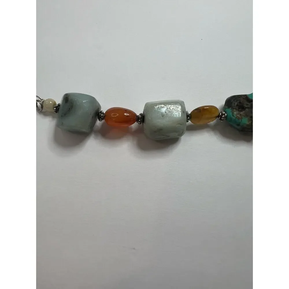 Handmade Turquoise and Agate Chunky Beaded Bracelet Clasp‎ Closure
